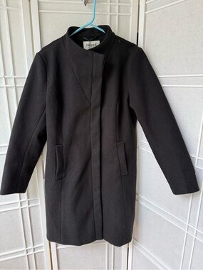 Allegra K Black Minimalist Trench Coat